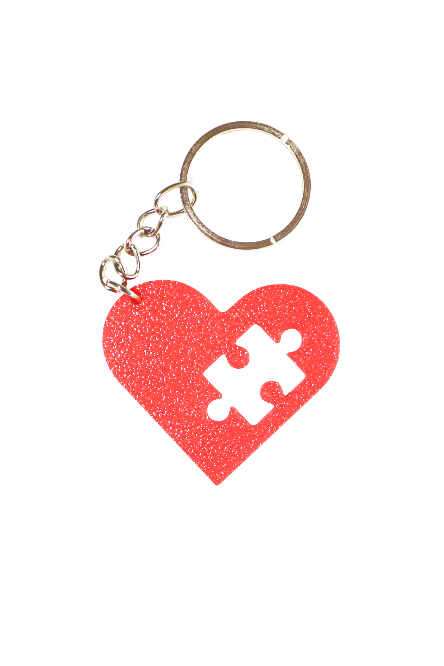 Heart missing puzzle keyring