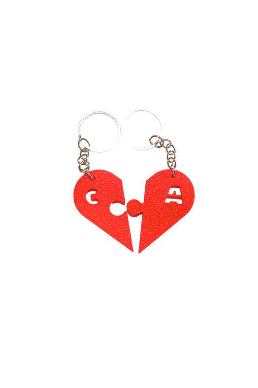 couple's heart keyring