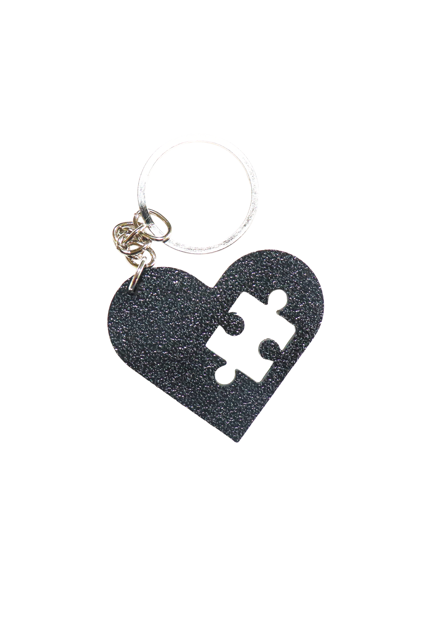 Heart missing puzzle keyring