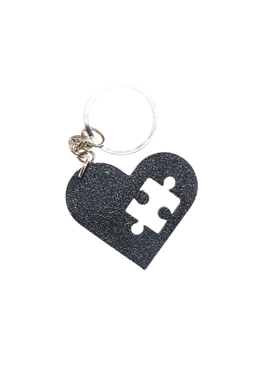 Heart missing puzzle keyring