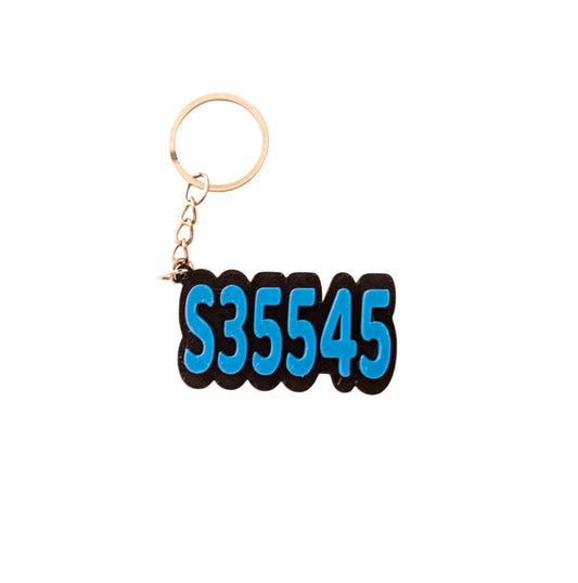 Plate number keyring